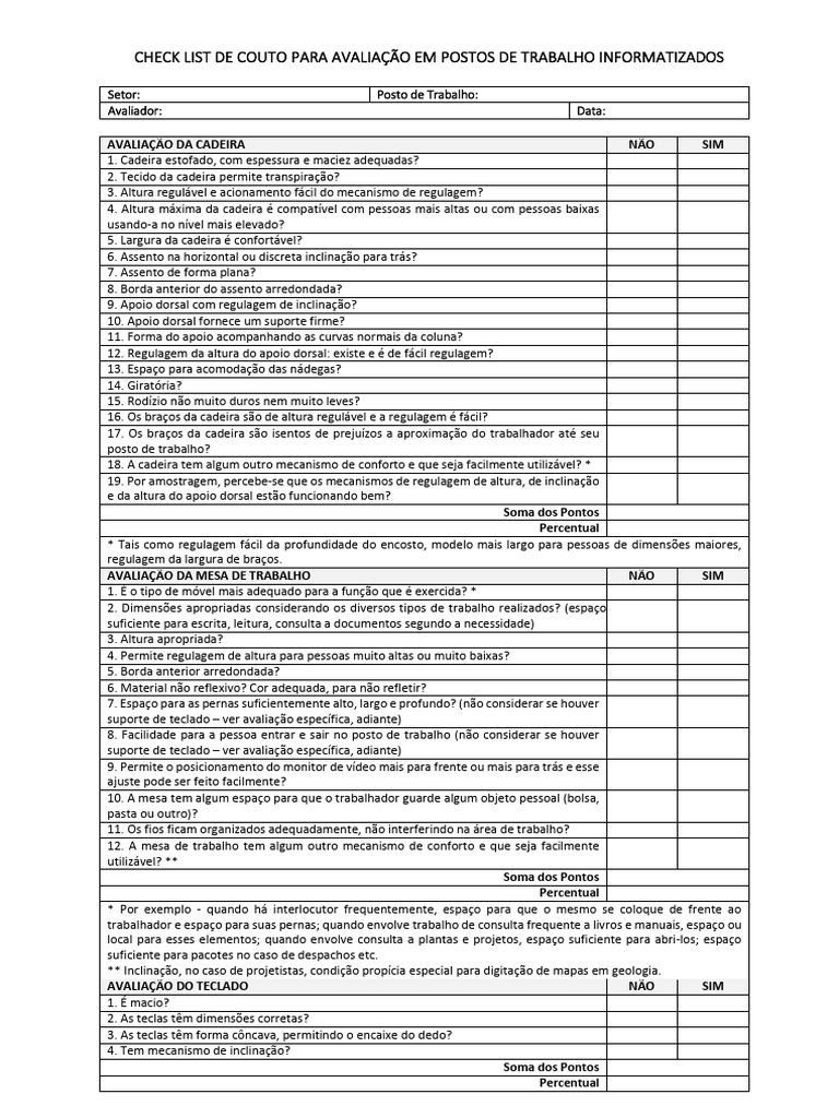 Check List de Couto | PDF | Teclado de computador | Notebook
