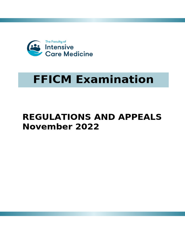 FFICM Examination Regulations (Nov 2022) | PDF