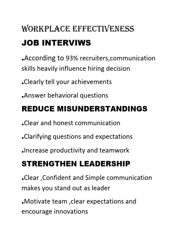 Workplace Effectiveness | PDF