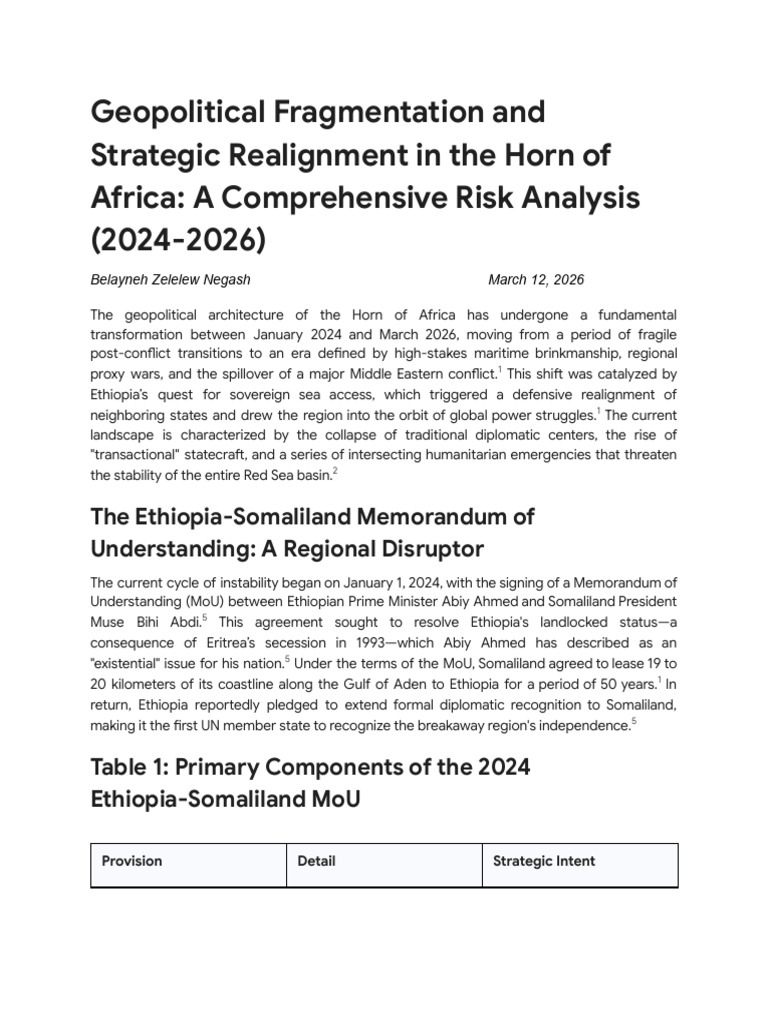 Horn of Africa Geopolitics and Alliances | PDF | Ethiopia | Somalia