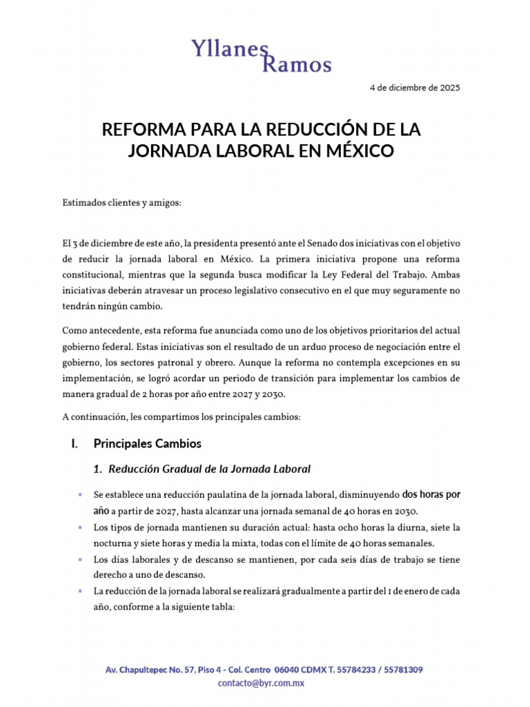 Reduccion A La Jornada Laboral 2026 | PDF | Tiempo de trabajo | Salario