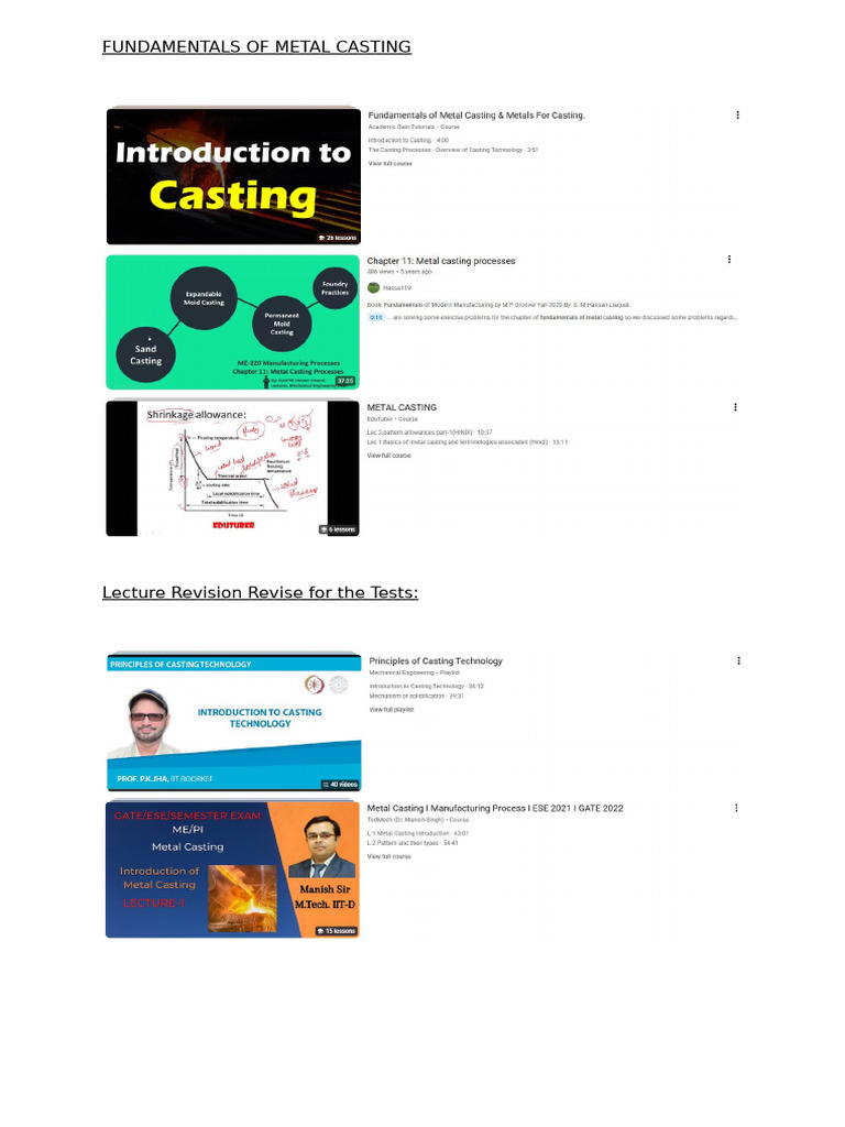 Fundamentals of Metal Casting | PDF
