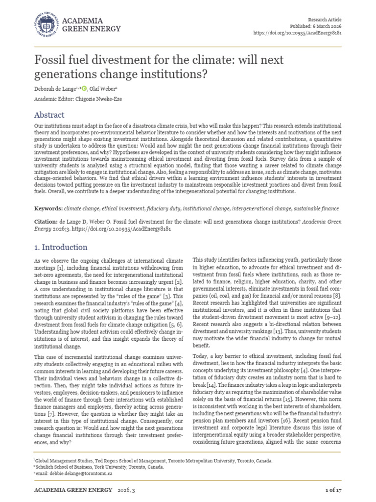 Fossil Fuel Divestment For The Climate W | PDF