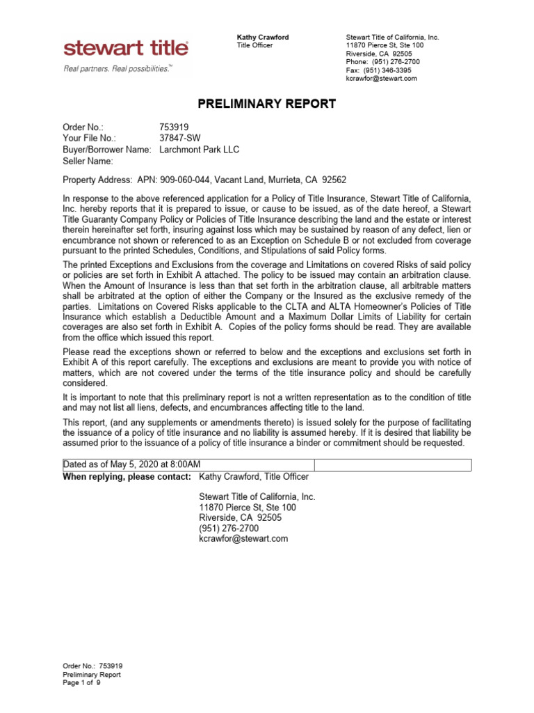 Adams Ave Storage and Alliance Propane Appendix F - Preliminary Title ...