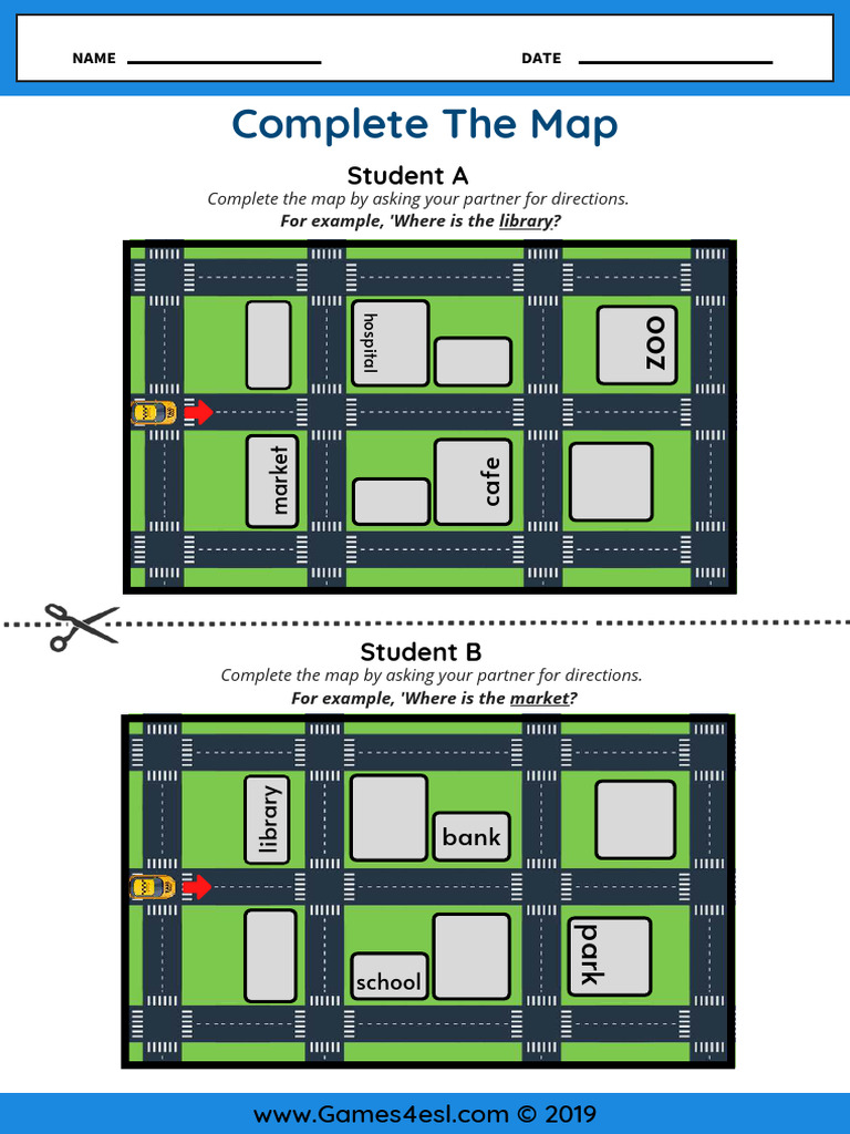 Directions Worksheet Infomation Gap Activity | PDF