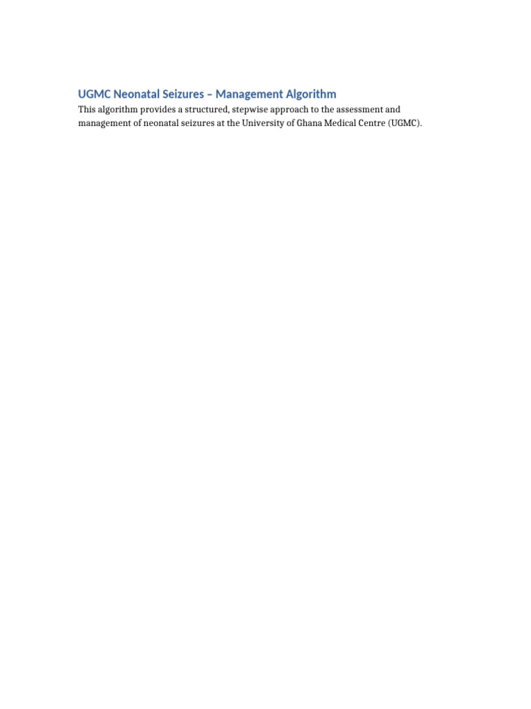 UGMC Neonatal Seizures Algorithm | PDF