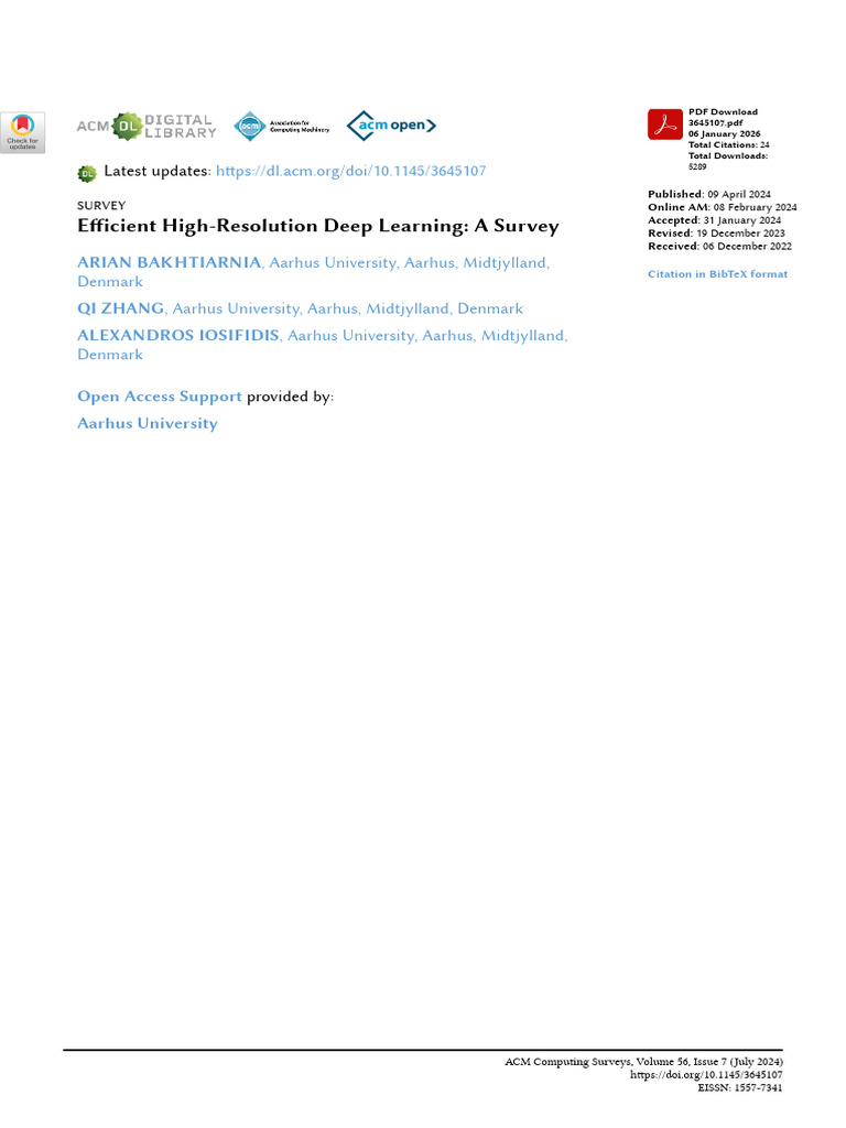 Efficient High-Resolution Deep Learning - A Survey | PDF | Image ...
