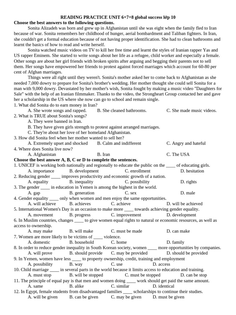 Reading Practice Unit 6.7.8 L P 10 | PDF | Wedding
