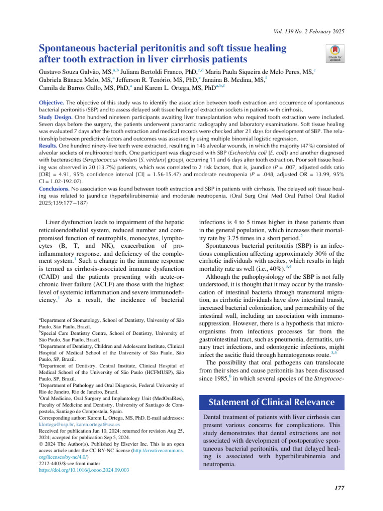 Spontaneous Bacterial Peritonitis and Soft Tissue Healing | PDF ...