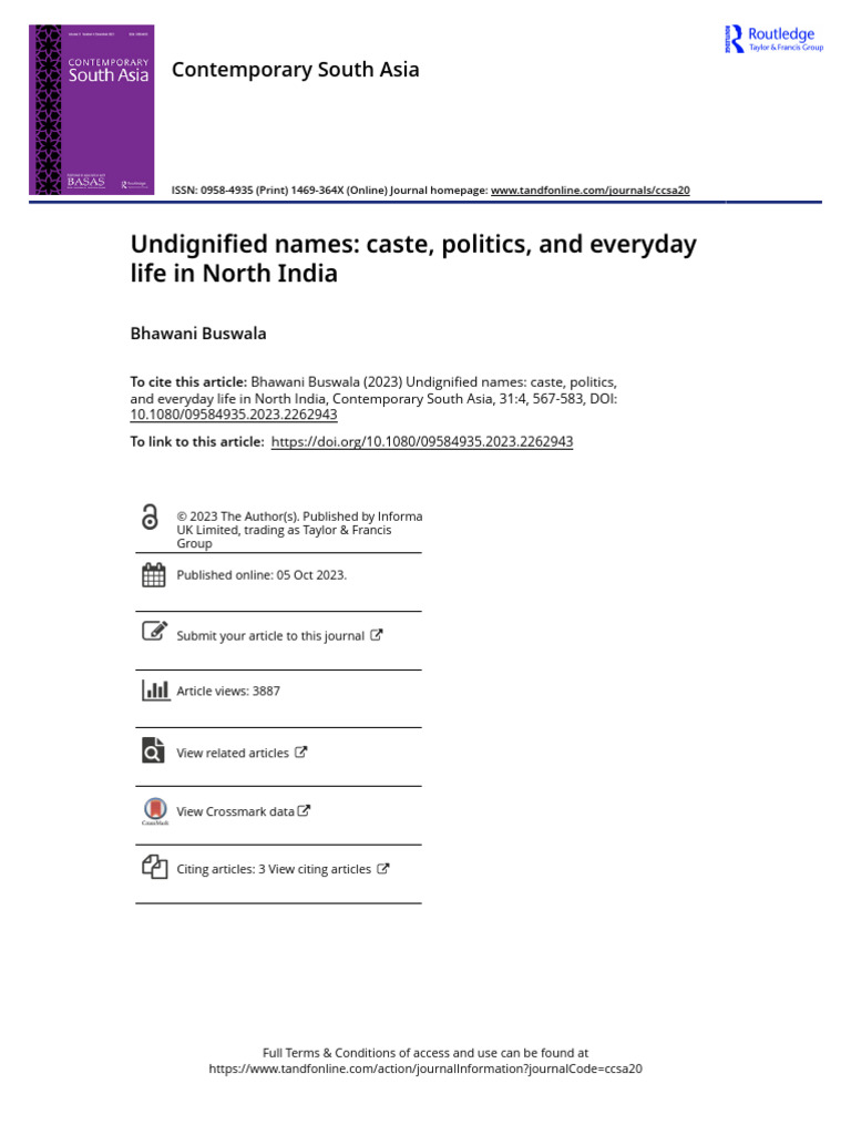 Undignified Names Caste Politics and Everyday Life in North India | PDF ...