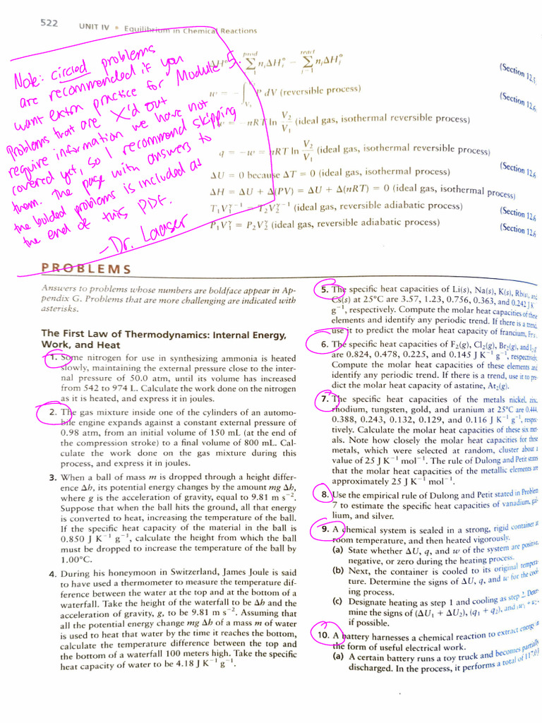 Oxtoby CH 12 Exercises - Thermochem Highlighted | PDF