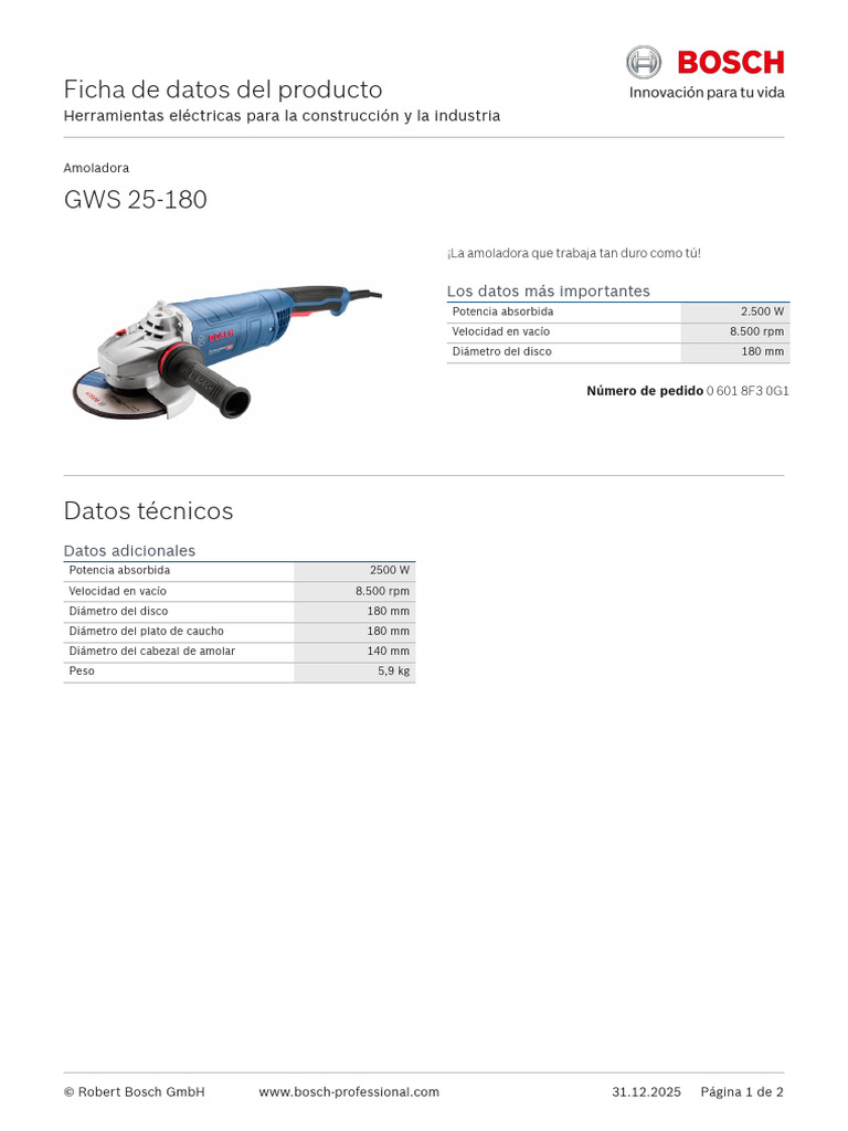 Gws 25 180 Sheet | PDF