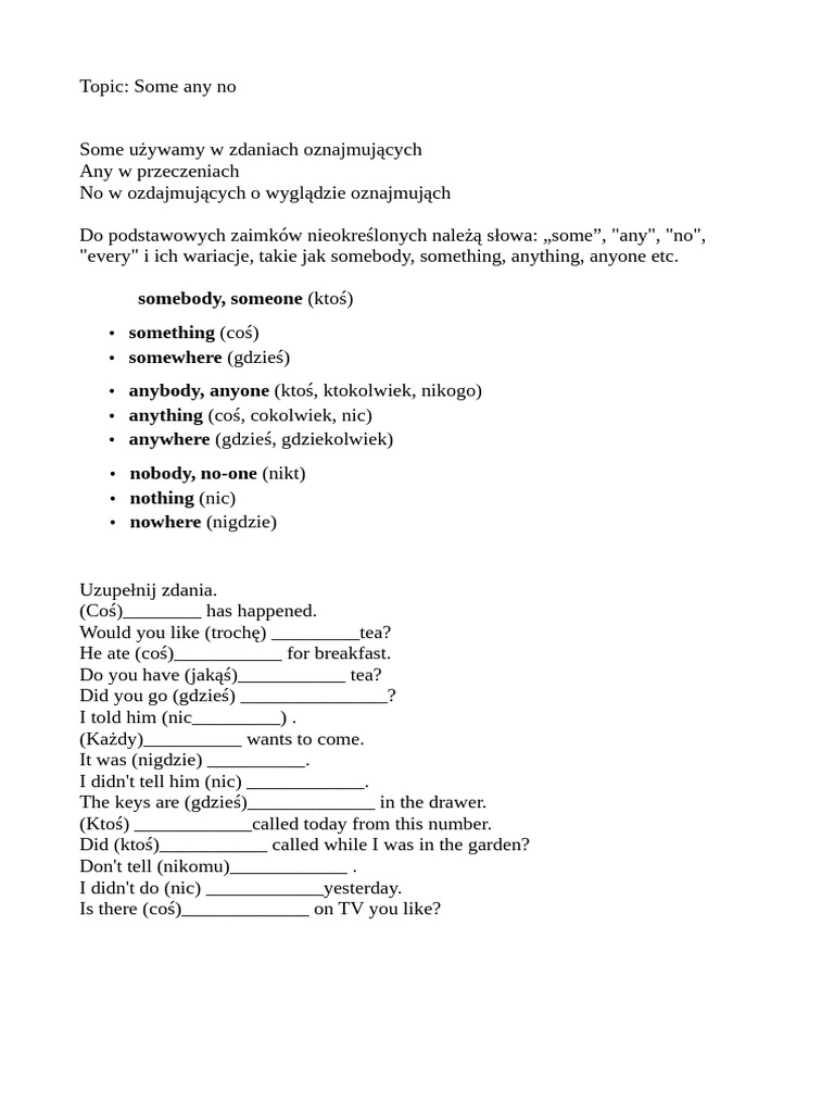 Lekcja Jezyka Materiały | PDF