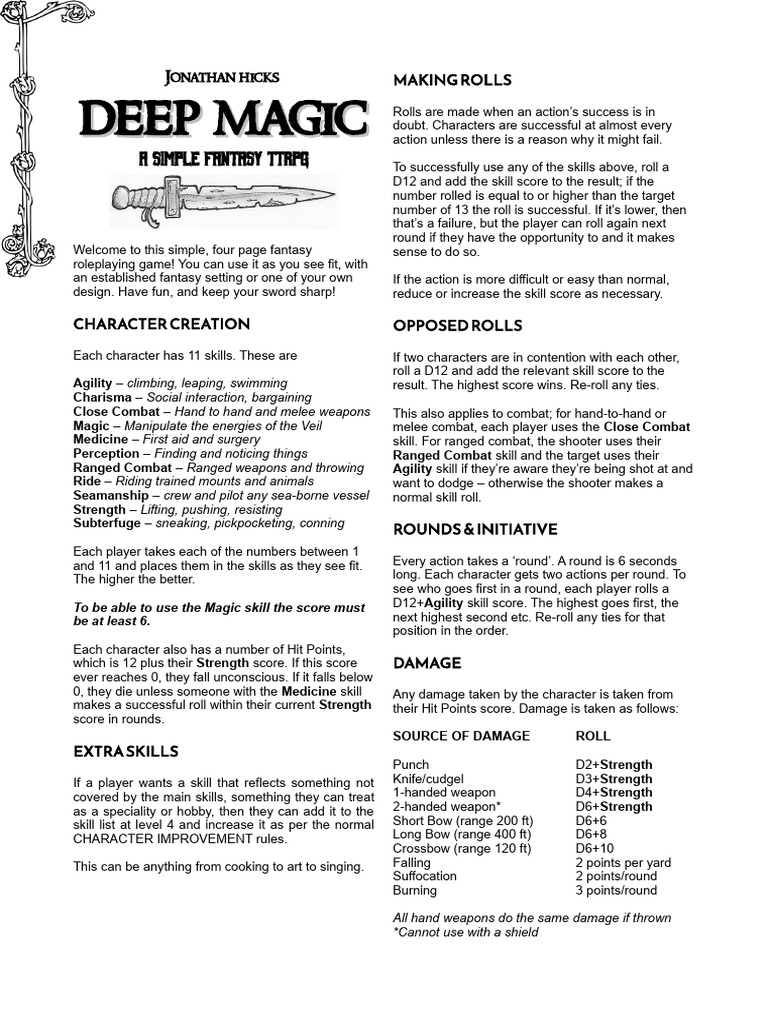 Deep Magic Core Rulebook | PDF | Ships | Magician (Fantasy)