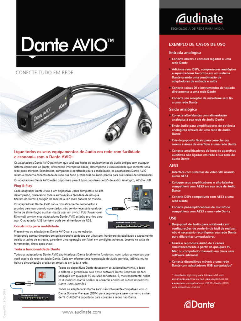Dante-AVIO Datasheet V1.2-Por | PDF | USB | Rede de computadores