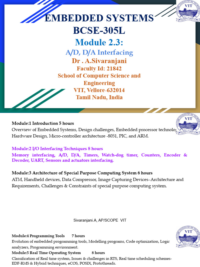 WINSEM2025-26 VL BCSE305L 00100 TH 2026-01-21 ADc - DAC | PDF | Analog ...
