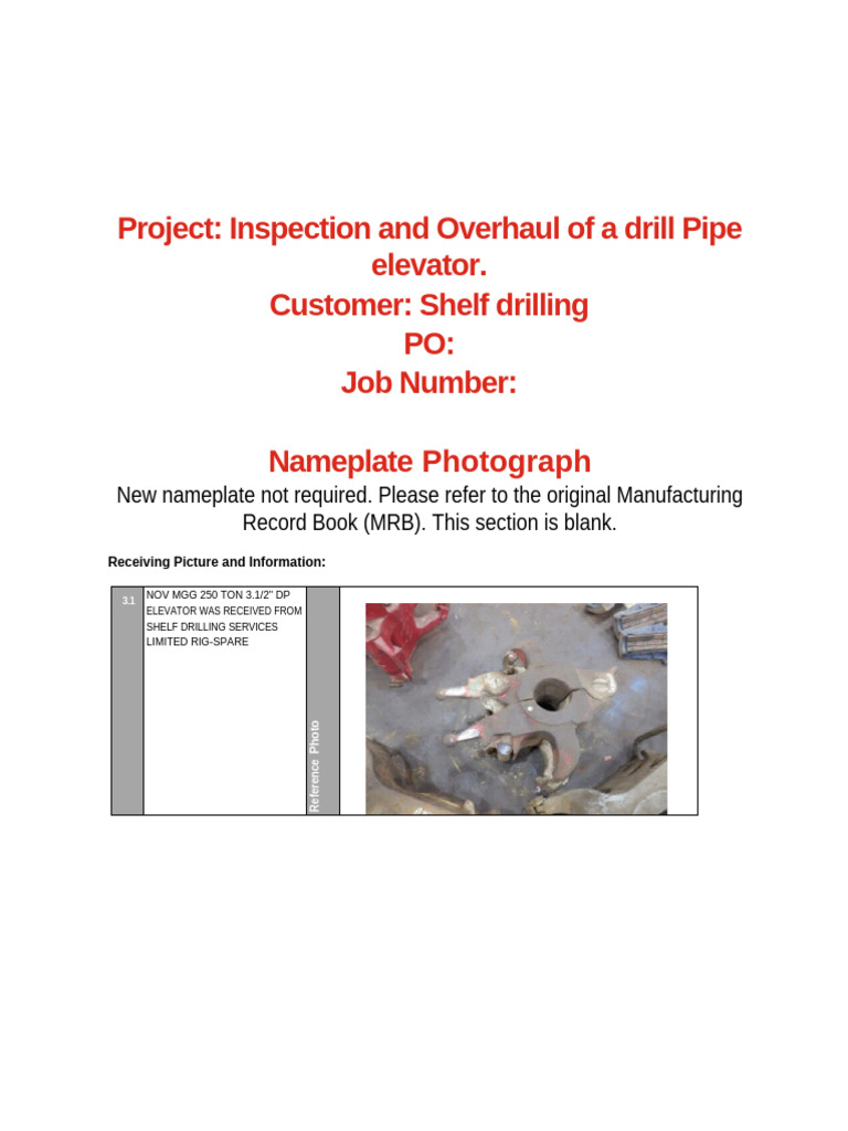 Drill Pipe Elevator - Inspection Report | PDF | Screw
