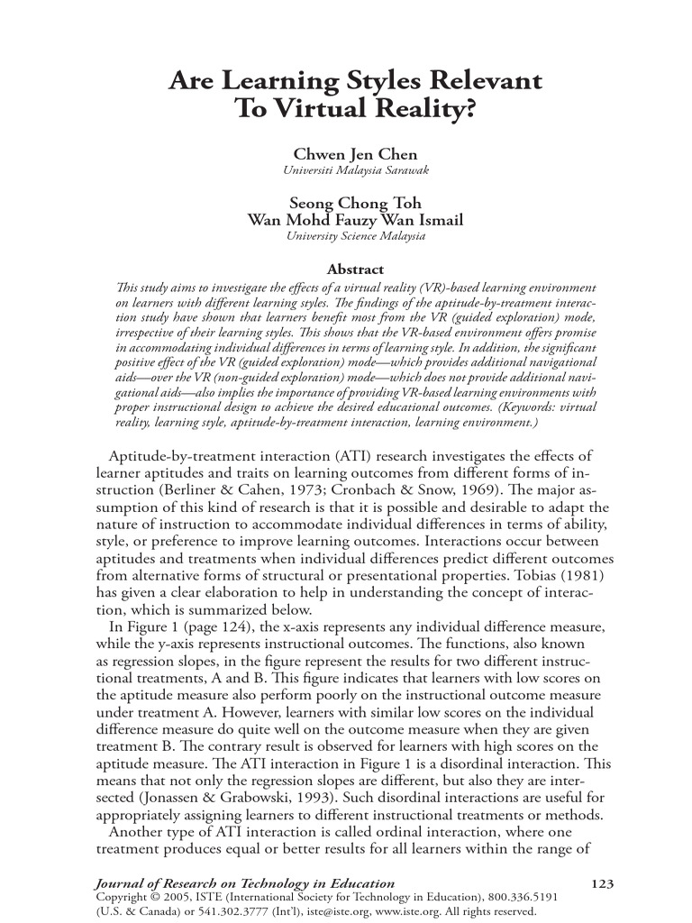 Are Learning Styles Relevant to Virtual Reality | PDF | Learning Styles ...