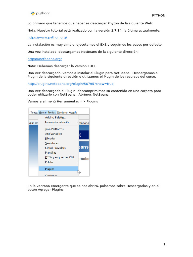 01 - Instalacion de Python Con Netbeans | PDF | Python (lenguaje de ...