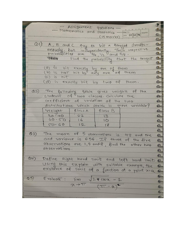 Maths Assignment 11 Science | PDF