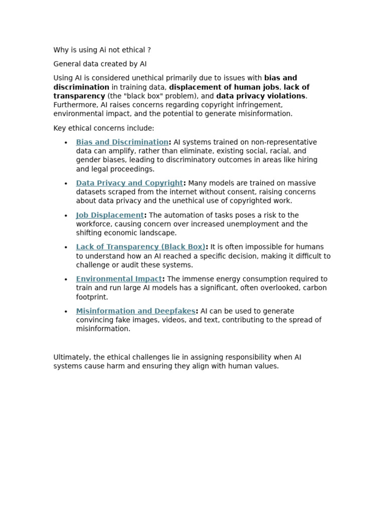 Why Is Using Ai Not Ethical | PDF