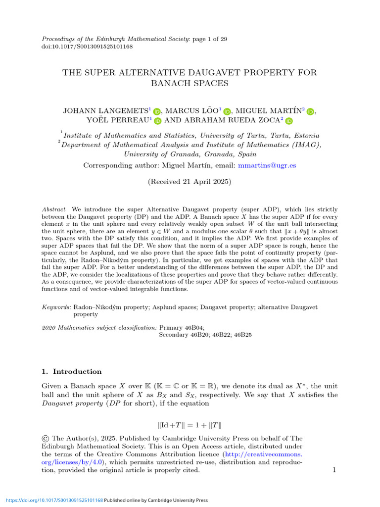 The Super Alternative Daugavet Property for Banach Spaces | PDF ...
