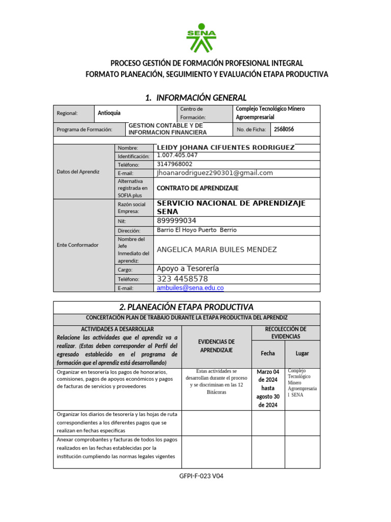 Gfpi-F-023 - Formato - Leidy Johana Cifuentes Rodriguez Ficha 2568056 | PDF