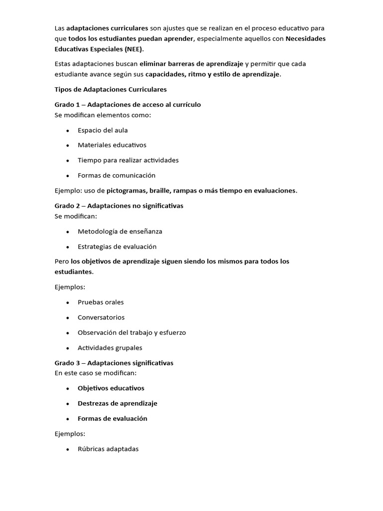 Adaptaciones Curriculares | PDF | Aprendizaje | Plan de estudios