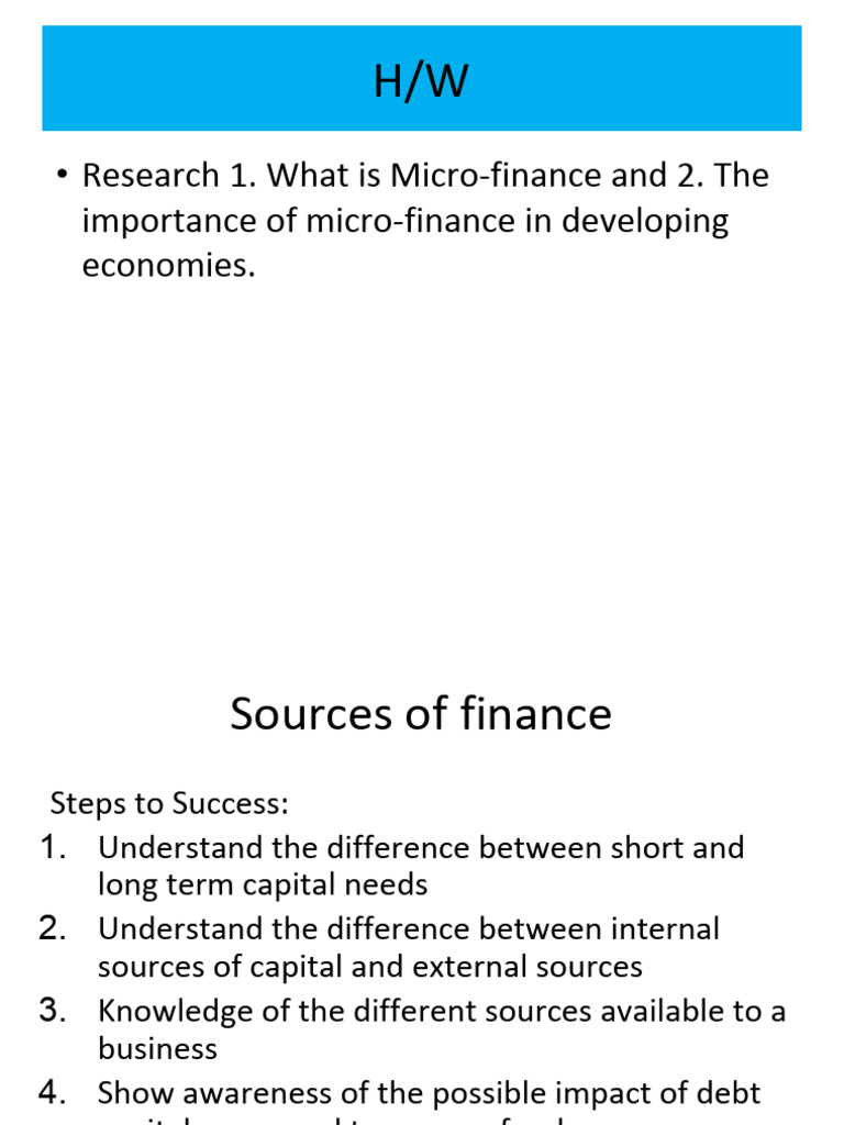 3.6.2 - Sources of Finance 2 | PDF | Banks | Microfinance