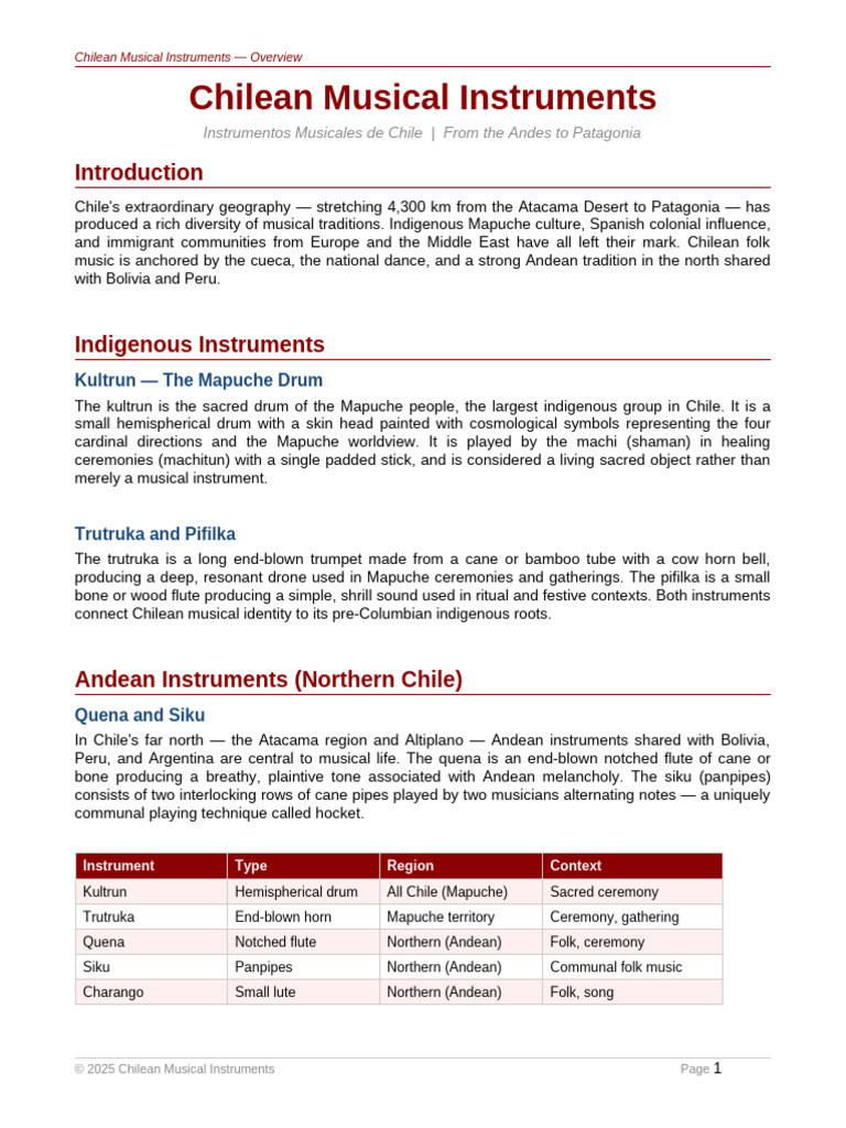 Chilean Instruments | PDF | Chile | Musicology