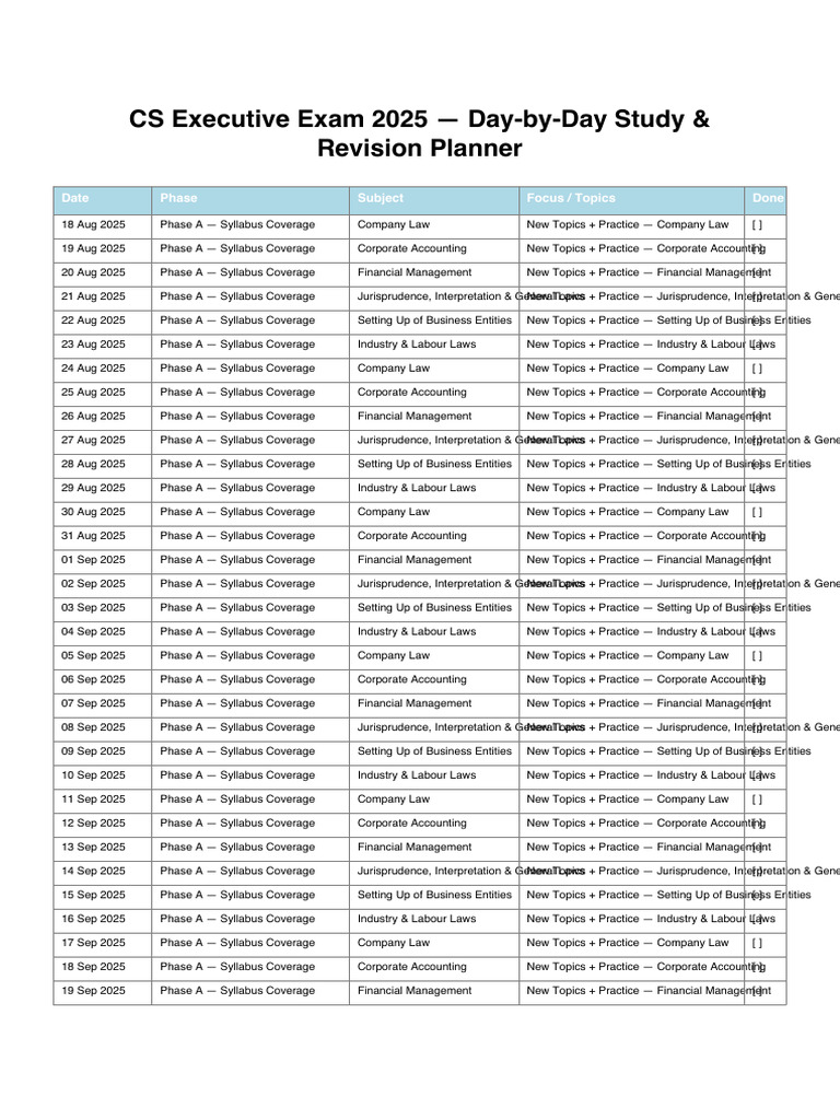 CS Executive Day by Day Planner PDF | PDF | Business | Justice