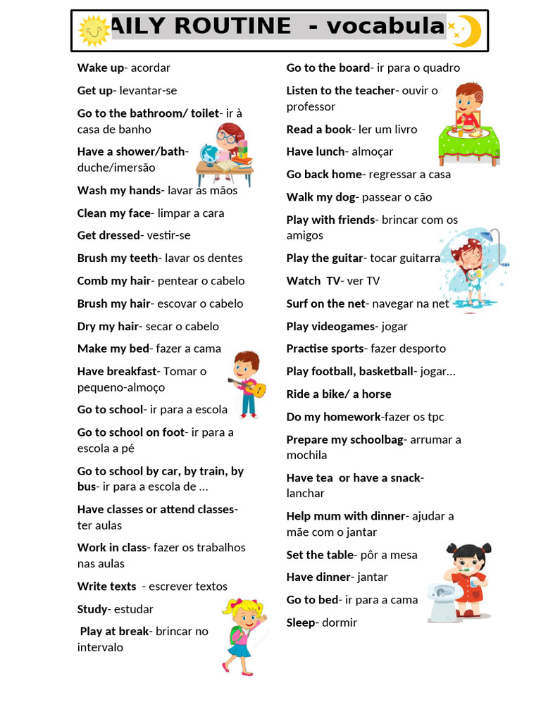 Daily Routine Vocabulary1 | PDF