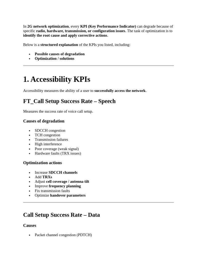 In 2G Network Optimization | PDF | Network Congestion | Electrical ...