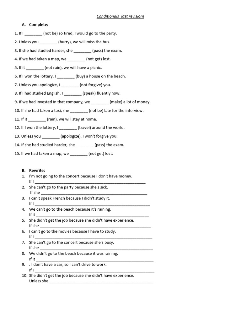 Conditionals Last Revision | PDF