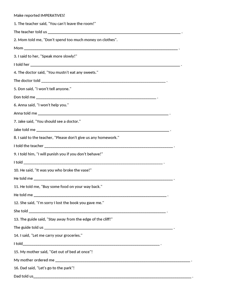 Make Reported Imperatives | PDF