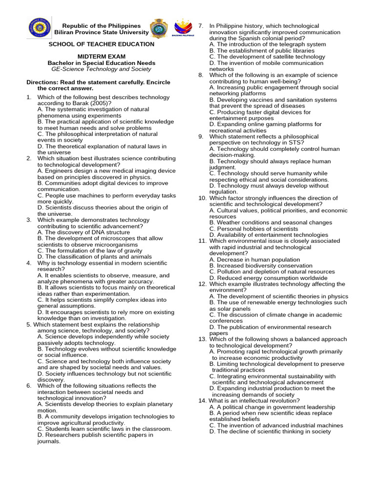 STS for Printing Midterm Exam - Copy (1) | PDF | Science | Heliocentrism