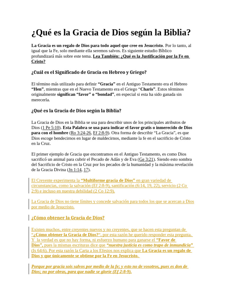 Qué Es La Gracia de Dios Según La Biblia | PDF | Gracia divina | Cristo ...