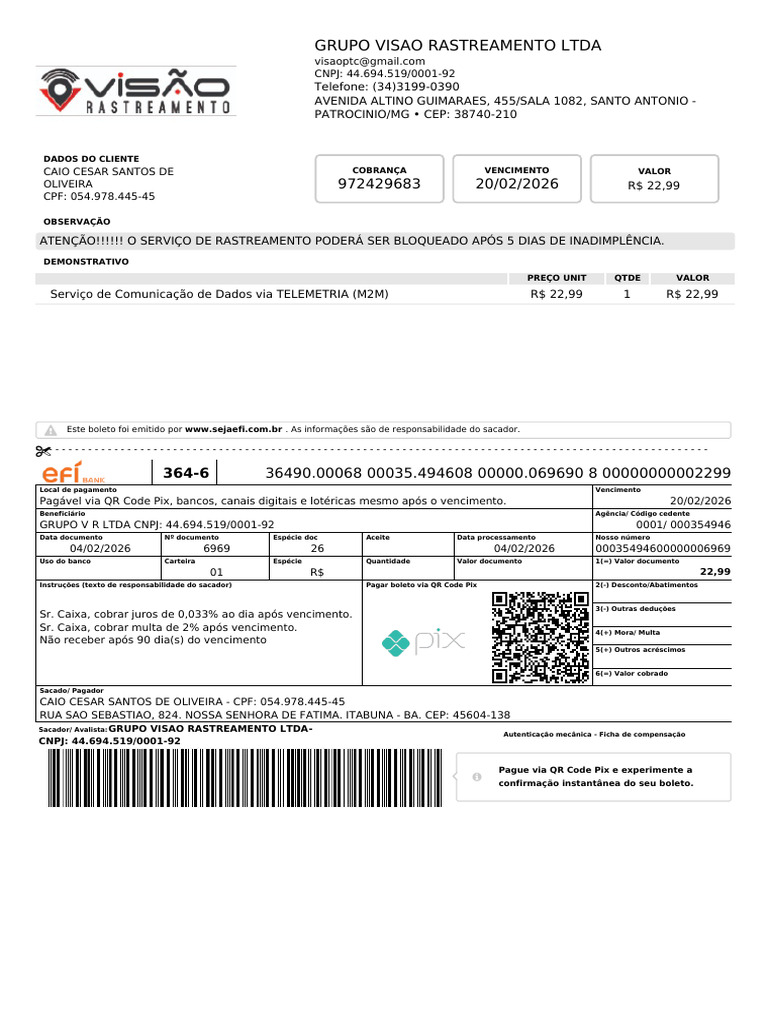 Boleto - Caio Cesar Santos de Oliveira - 20!02!2026 - 972429683 | PDF ...