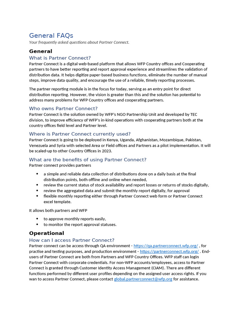 Partner Connect General FAQs | PDF | Computer Engineering | Information ...