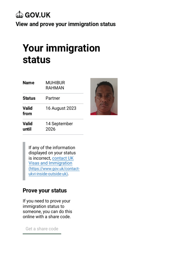 View Your Immigration Status - GOV | PDF | Travel Visa | Immigration
