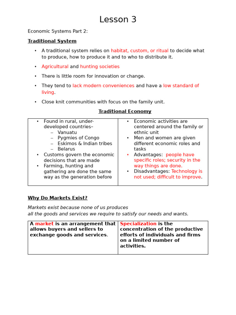 Lesson_3_Economic_Systems_Guided_Notes_Part_2 | PDF | Free Market ...