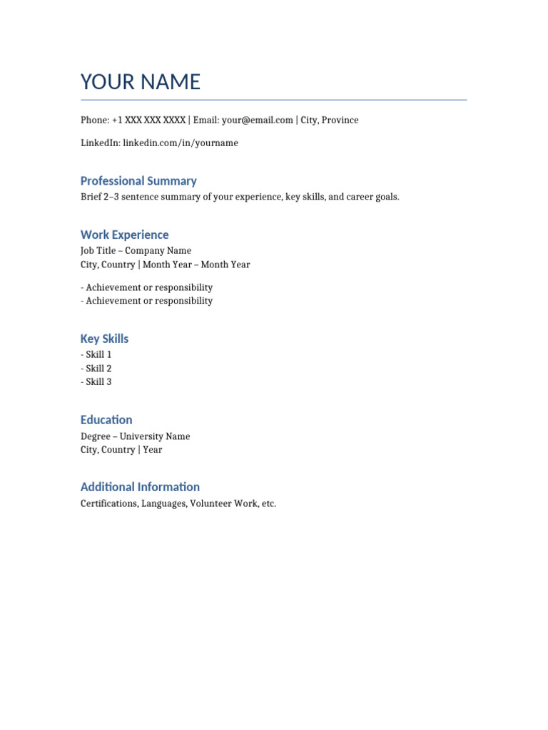 Canada Resume Template 2 | PDF