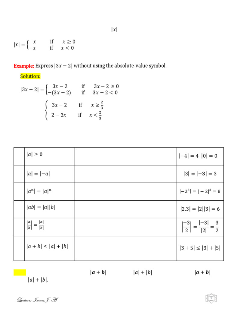 1.2 Absolute Value | PDF | Mathematical Objects | Real Analysis