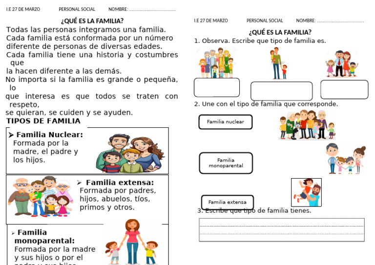 Ps Ficha Qué Es La Familia | PDF