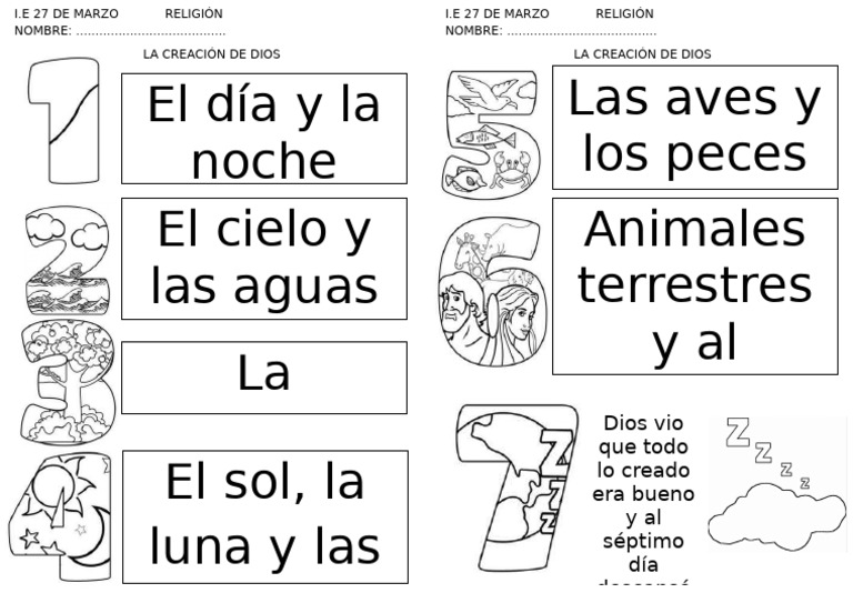 3 Mart Rel La Creacion de Dios Ficha Informativa | PDF