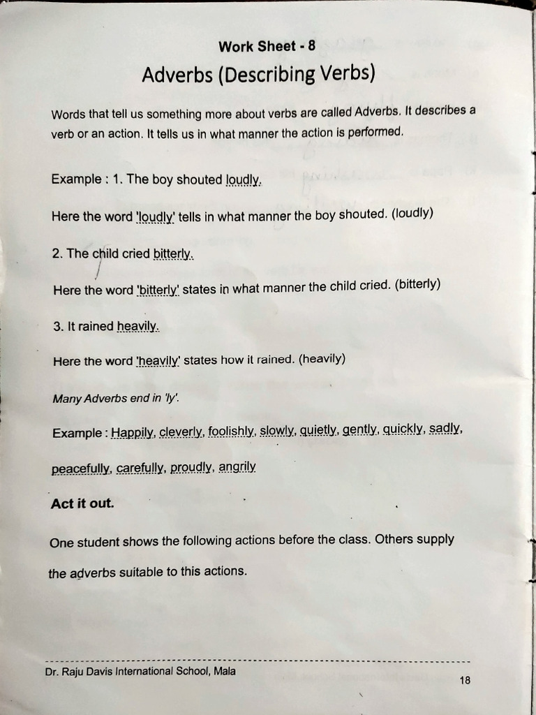 English Grammar Grade 2 W- 8 Adverbs | PDF