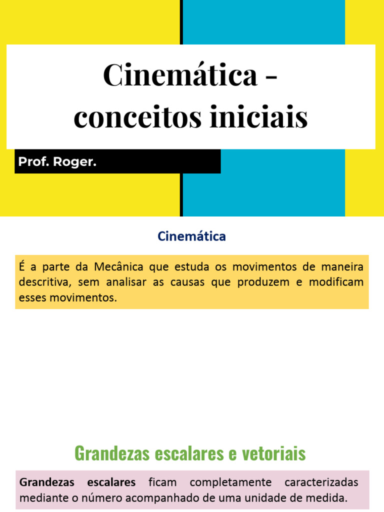 CinemÃ¡tica 2026-1 | PDF | Cinemática | Tempo