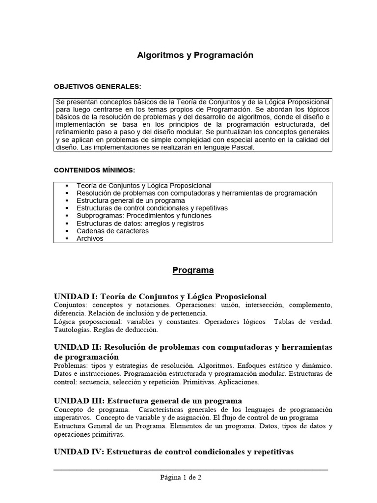 Programa Algoritmos y Programacion | PDF | Programación de computadoras ...
