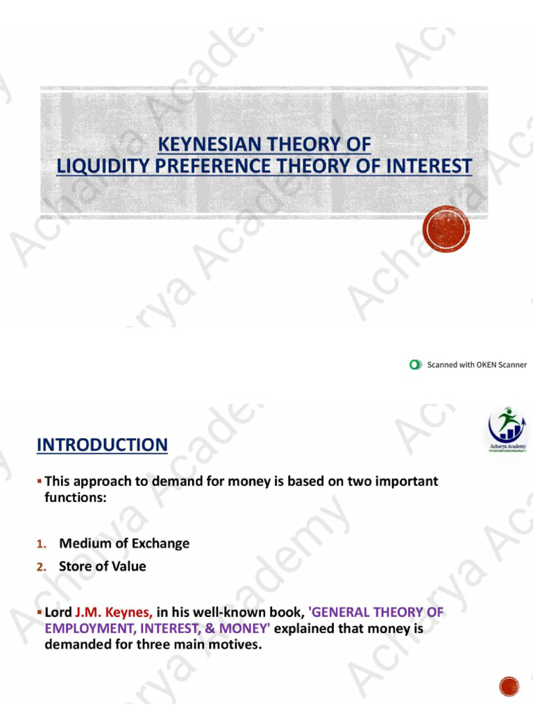 Liquidity Preference Theory of Interest-1 | PDF