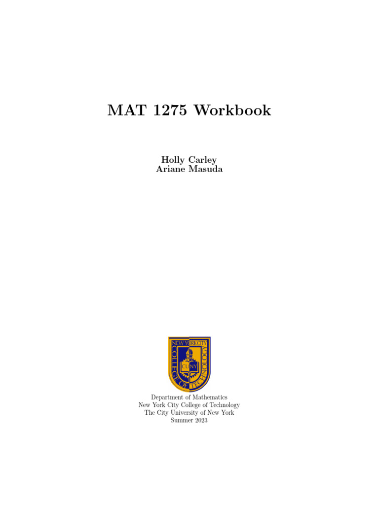 MAT 1275 Workbook | PDF | Factorization | Division (Mathematics)